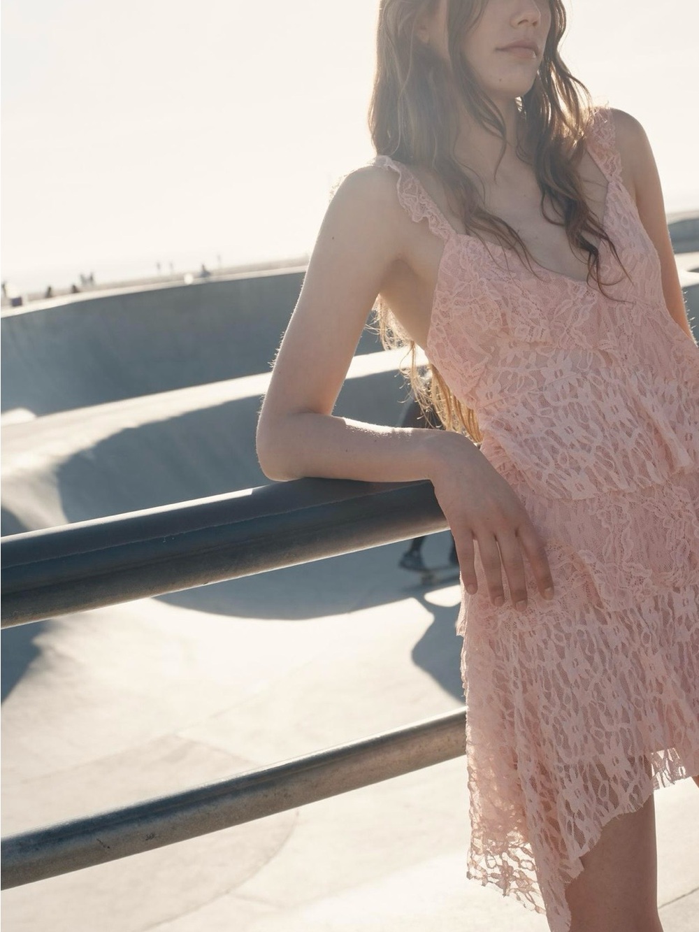 BNWT Zara Pastel Pink Ruffled Lace Tiered Mini Dress